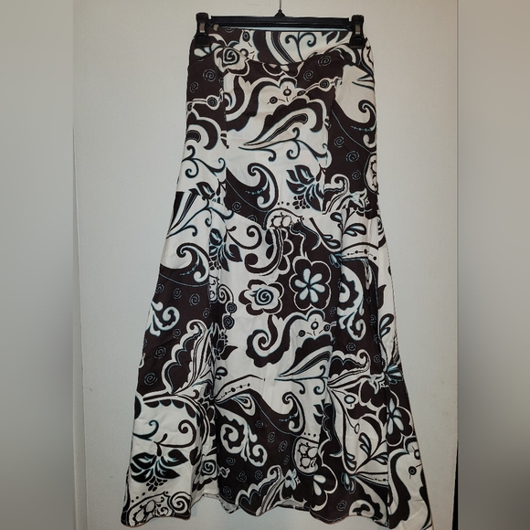 NWT strapless dress Dark brown & turquoise ptp 16.75" stretches to 18 - Picture 1 of 4